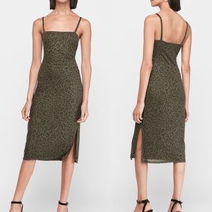 Express Square Neck Ribbed Midi Dress